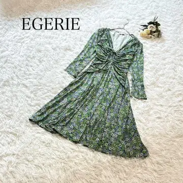 EGERIE 에제리 긴팔 원피스 꽃무늬 그린 루즈핏