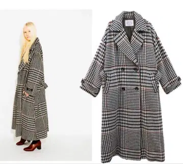 JILKY 체크 더블 롱 코트