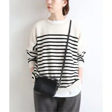 IENA 울 보더 크루넥 풀오버