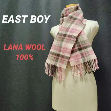 EAST BOY 이스트 보이 체크 머플러 라나울 핑크 자수 로고