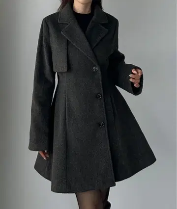 Louvere 노카라 다크 그레이 코트 S