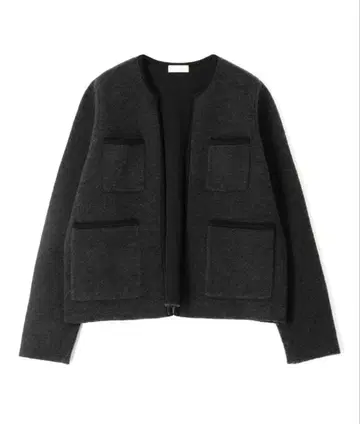 Ballsey 울 나일론 부클레 프론트 오픈 가디건 그레이