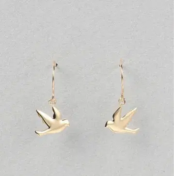 [새상품급] k10 골드 새 실루엣 링 귀걸이 10금