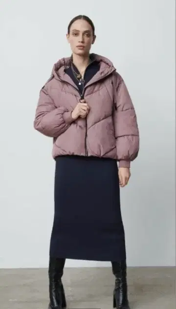 새상품 ZARA 자라 충전솜 퍼프 자켓 숄카라 후드 발수 인기