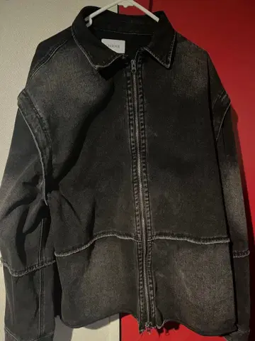 블랙 데님 자켓 더블 지퍼