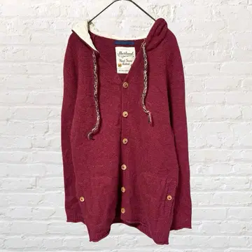 12023 CHARLA FOR LDS 후드 가디건 M 울 혼방 빨간색