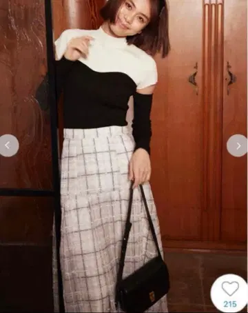 snidel 스나이델 시어 체크 볼륨 스커트