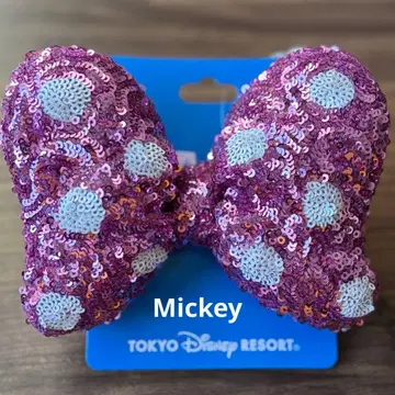 [ 새상품 ] 디즈니 머리끈 미니 리본 스팽글 핑크