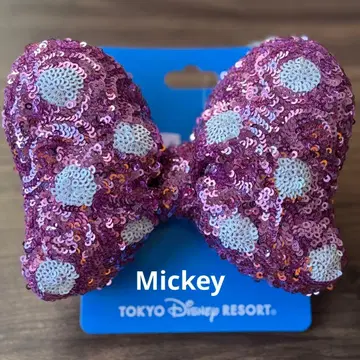 [ 새상품 ] 디즈니 머리끈 미니 리본 스팽글 핑크