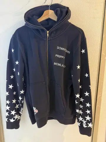 TOMMY 별 패턴 후드티 L 네이비