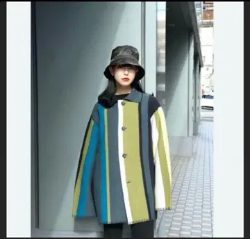 퍼버즈 코트 담요 코트 아우터 스트라이프