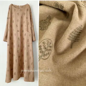 핸드메이드 숲과 올빼미 전체 자수 기모 코튼 원피스