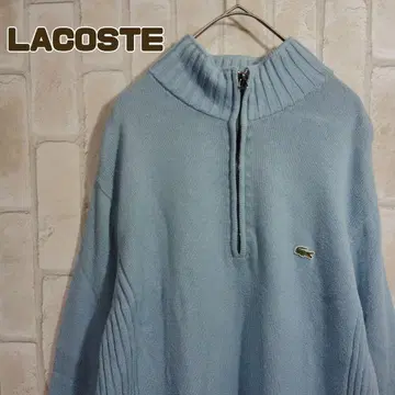 라코스테 니트 스웨터 하프 지퍼 라이트 블루 스카이블루