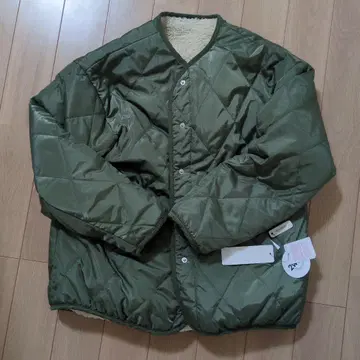 워셔블 퀼팅 리버서블 보아 블루종 카키 2way