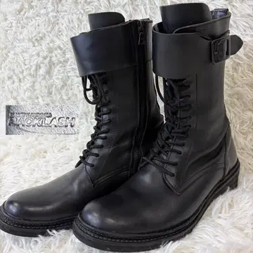 이삼 카타야마 백라쉬 컴뱃 부츠 사이드 지퍼 가죽 블랙
