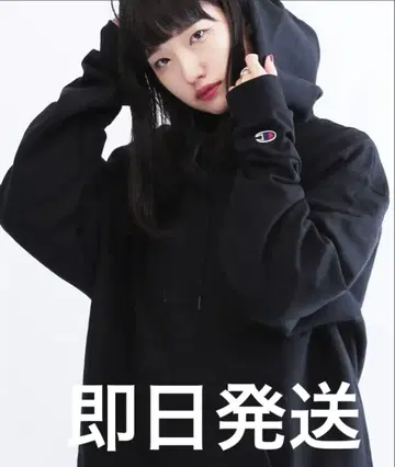 Champion 블랙 후드티 X-LARGE 속기모