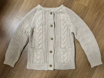 베이지 케이블 짜임 니트 가디건