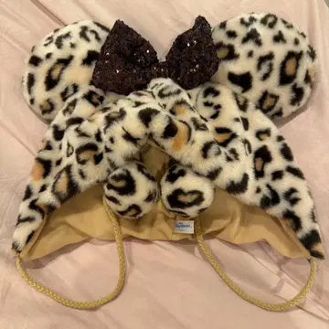 레오파드 무늬 팬캡 블랙 리본 포함