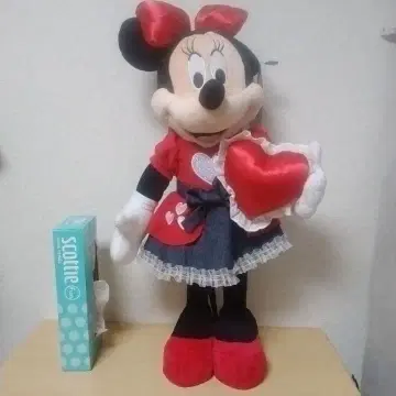 디즈니 미니 마우스 발렌타인 데님 드레스 봉제 인형 택 포함
