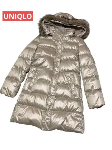유니클로 다운 컬렉션 다운 코트 후드 퍼 탈부착 가능 벨트 포함