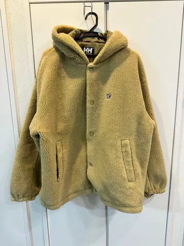 HELLYHANSEN 플리스 자켓 베이지 후드 부착