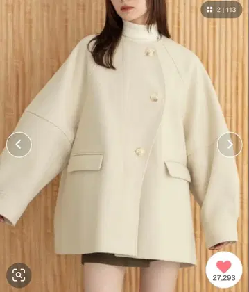 hinari 아이보리 노카라 코트