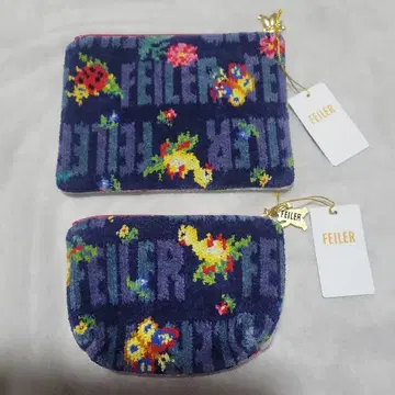 페일러앤하이디 플랫 파우치 보트형 파우치 2개 세트 네이비 새상품