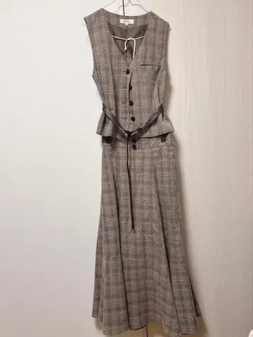 mystrada 스커트 x 베스트 셋업 체크 브라운