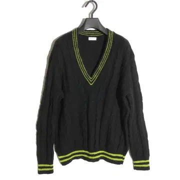 DRIES VAN NOTEN 칠드런 니트 울 V 케이블 니트