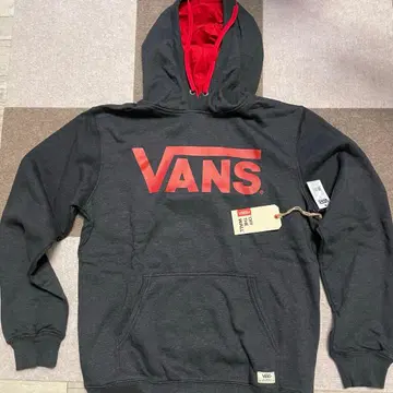VANS 후드 부착 후드티 그레이/레드