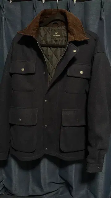 헌팅 자켓 네이비 코듀로이 옷깃