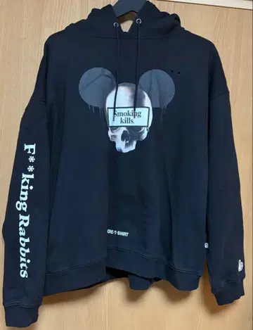 FR2 미키 스컬 디자인 후드티 블랙