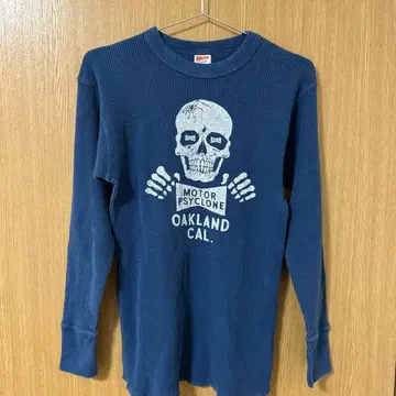 Power Wear 스컬 프린트 긴팔 티셔츠 M 네이비