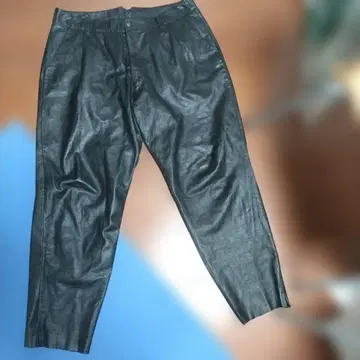 블랙 가죽 와이드 팬츠