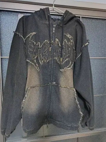 BIKE STAR 데미지 가공 후드 부착 후드티 L