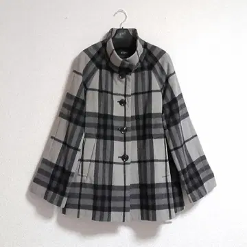 택 포함 이토킨 에스피에 하프 코트 그레이 계열 체크 울