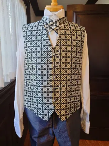 기하학 패턴 포멀 베스트 타이 세트