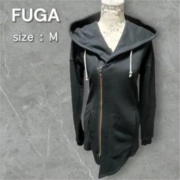FUGA 후드티 블랙 롱 일본제 더블 지퍼 모드 V