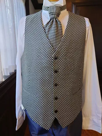 포멀 베스트 체크 무늬 넥타이 포함