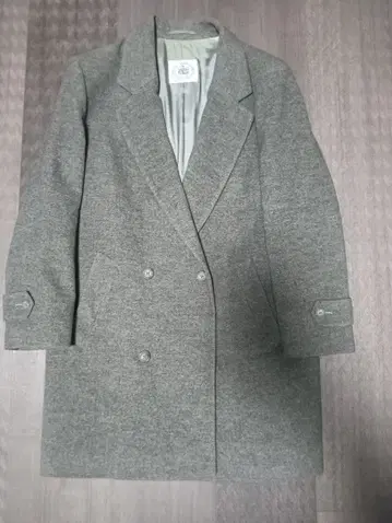 울 100% 더블 브레스트 피 코트 그레이