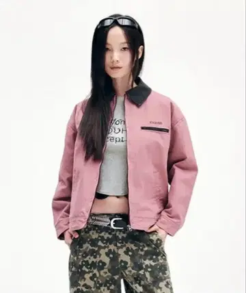 YOUHEE 로고 자켓 핑크