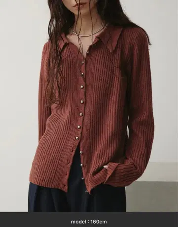 Aunt Marie's 메탈 버튼 믹스 리브 폴로 니트