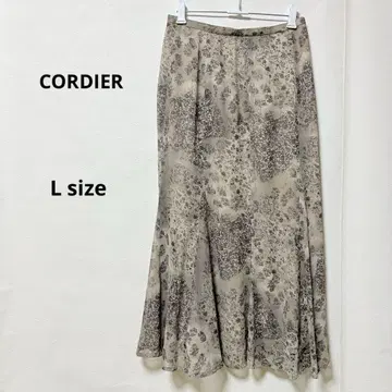 CORDIER 코르디아 머메이드풍 롱 스커트 L 꽃무늬 시어