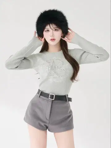 DR 비쥬 플라워 리브 니트탑 다리치 Darich