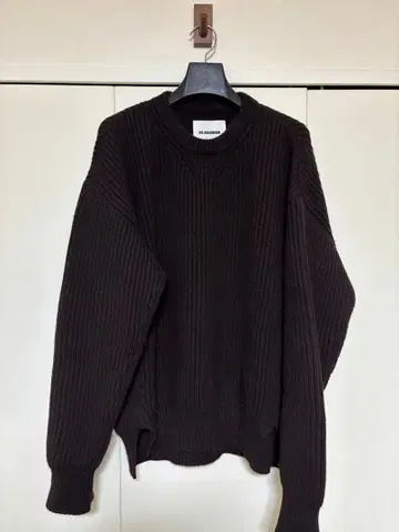 JIL SANDER 다크 브라운 리브 니트 스웨터 사이즈 48