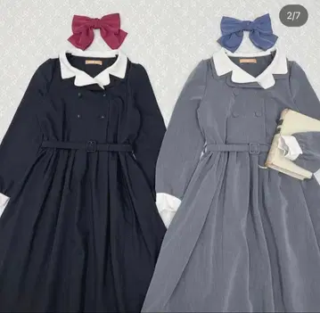 Fint 더블 브레스트 긴팔 무릎 기장 원피스