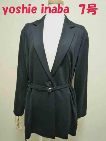 새상품급 요시에 이나바 자켓 7호 긴 길이 신축 티셔츠지 네이비 계열