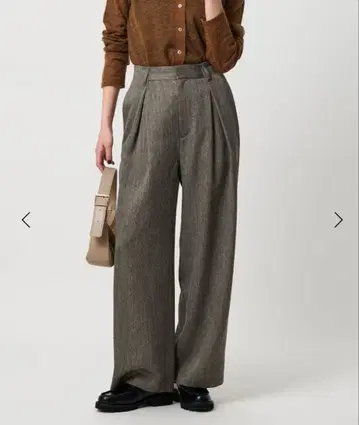 뷰티 앤 유스 트위드 라이크 백 밴딩 와이드 팬츠 워셔블