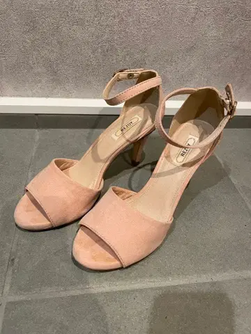 23.5cm REZOY 핑크 스웨이드 오픈토 하이힐