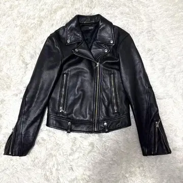 단종 styling/ 램 가죽 더블 라이더 자켓 네이비 양가죽